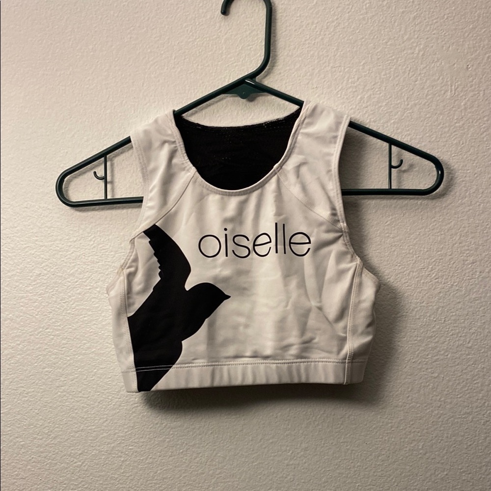 Oiselle White and Black Sports Bra